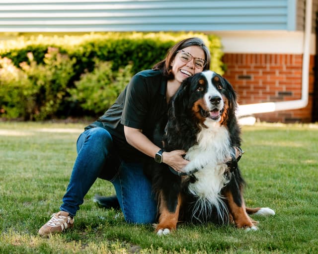 Natalie Perras, owner of Good Company Senior Concierge Service and her dog, Benny.