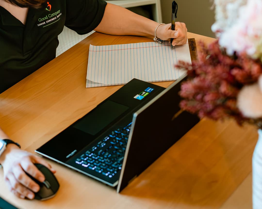 Natalie working at her desk